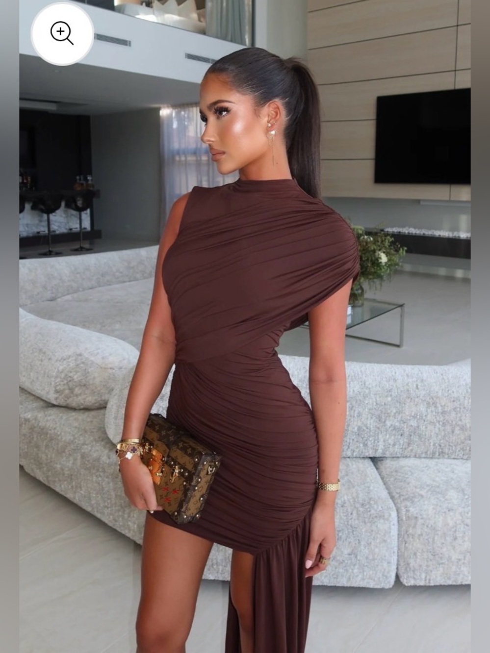 YOJANI BOUTIQUE The Gia Dress Espresso Brown Size Medium VGUC